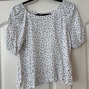 LOFT Black and White Polka Dot Blouse